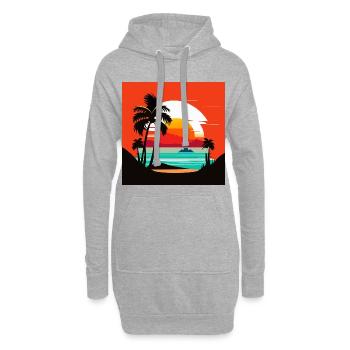 Tropischer Sonnenuntergang am Palmenstrand - Hoodie-Kleid - Grau meliert - Vorne