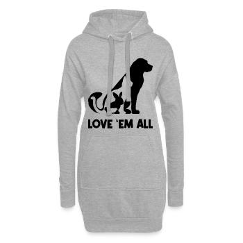 Animaux Animaux Chat Chien Lapin Déclaration sur les animaux de compagnie - Sweat-shirt à capuche long Femme - gris chiné - Devant