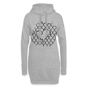 Maschendraht Herz - Hoodie-Kleid - Grau meliert - Vorne