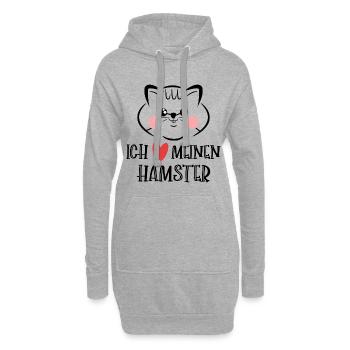 Hamster Herz Statement Lieblingstier Haustiere - Hoodie-Kleid - Grau meliert - Vorne