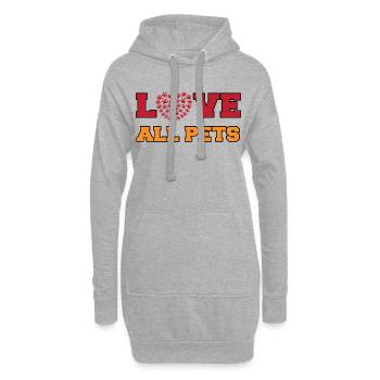 Ich Liebe Haustiere Herz Statement Heimtier Tiere - Hoodie-Kleid - Grau meliert - Vorne