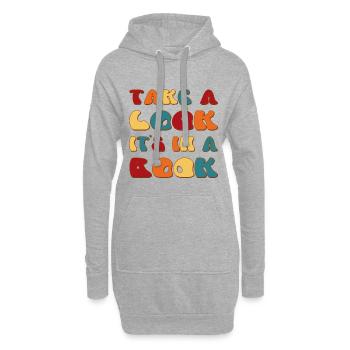Jetez un coup d’œil, c’est dans un design rétro de livre - Sweat-shirt à capuche long Femme - gris chiné - Devant