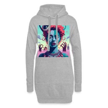 Blaue Sirene der PopArt Vision - Hoodie-Kleid - Grau meliert - Vorne
