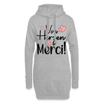DANKESCHÖN VON HERZEN - Französisch - Hoodie-Kleid - Grau meliert - Vorne