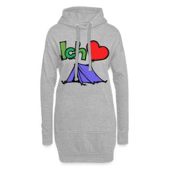 Tentes Camping Camper Déclaration Wanderlust Heart - Sweat-shirt à capuche long Femme - gris chiné - Devant