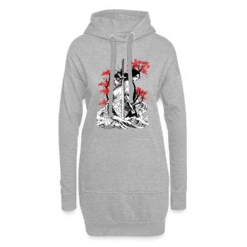 Âmes de samouraï entrelacées - Sweat-shirt à capuche long Femme - gris chiné - Devant