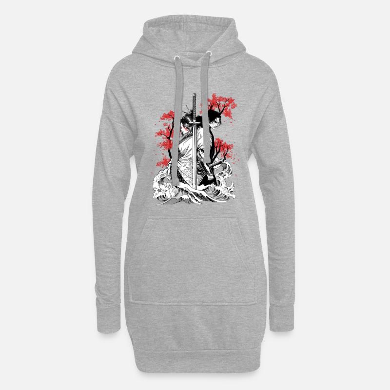 Verschlungene Samurai-Seelen - Hoodie-Kleid - Grau meliert
