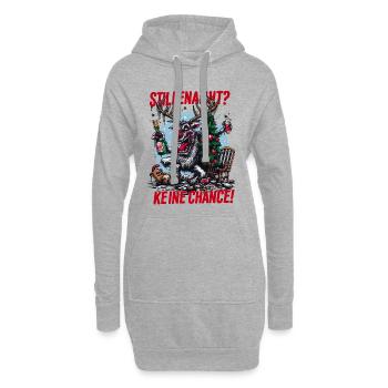 Ironisches Rentier: Keine stille Nacht! - Hoodie-Kleid - Grau meliert - Vorne