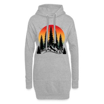 COUCHER DE SOLEIL MONTAGNE ET ARBRES - Sweat-shirt à capuche long Femme - gris chiné - Devant