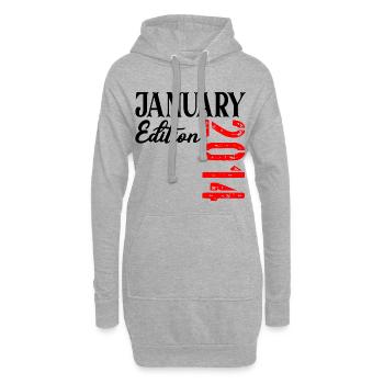 13 ans - 13e anniversaire janvier 2014 - Sweat-shirt à capuche long Femme - gris chiné - Devant
