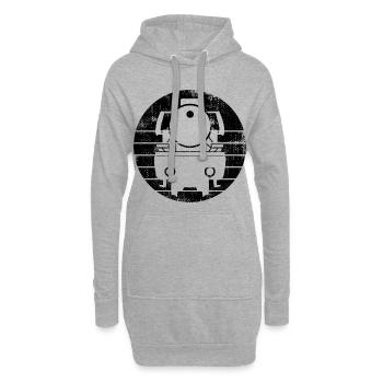 Croquis de locomotive - Sweat-shirt à capuche long Femme - gris chiné - Devant