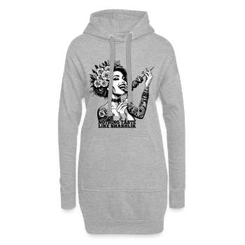 Schaschlik lecker Frau Tattoo Geschenk - Hoodie-Kleid - Grau meliert - Vorne
