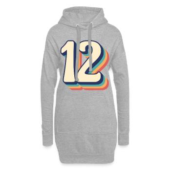 Vintage Retro T-Shirt Nummer 12 zwölf Zwoelf - Hoodie-Kleid - Grau meliert - Vorne