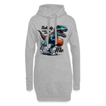 Basketball T-Rex Geschenk - Hoodie-Kleid - Grau meliert - Vorne