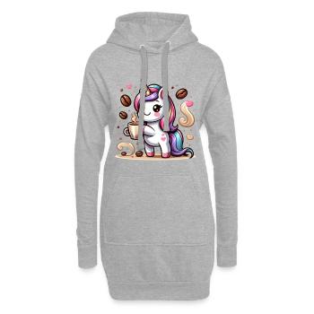 Licorne Café-addict: Pause Café Magique - Sweat-shirt à capuche long Femme - gris chiné - Devant