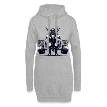 Cadeau de soulevé de terre Viking - Sweat-shirt à capuche long Femme - gris chiné - Devant