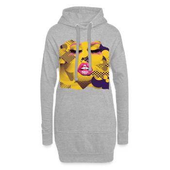 Pop Art Jaune et Rose - Sweat-shirt à capuche long Femme - gris chiné - Devant