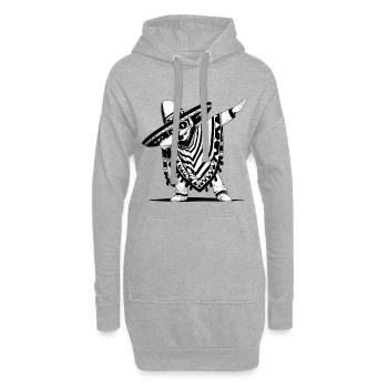 Festlicher mexikanischer Poncho mit Dab - Hoodie-Kleid - Grau meliert - Vorne