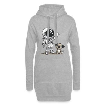Mignon astronaute et chien dessin animé Design | Espace - Sweat-shirt à capuche long Femme - gris chiné - Devant