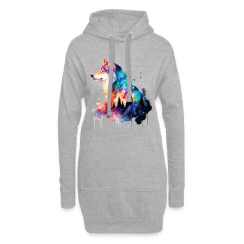 Wolf - Hoodie Dress - heather grey - Front
