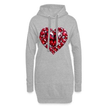Kristall Liebe Rubin - Hoodie-Kleid - Grau meliert - Vorne