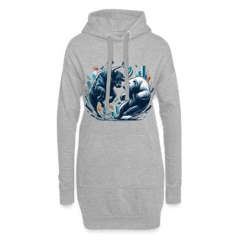 Finance Taureau Bear Fight Wall Street cadeau - Sweat-shirt à capuche long Femme - gris chiné - Devant