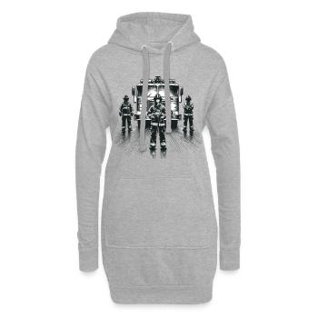 Cadeau graphique pompier - Sweat-shirt à capuche long Femme - gris chiné - Devant