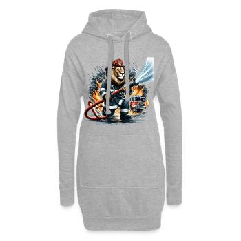 Camion de pompier Lion cadeau - Sweat-shirt à capuche long Femme - gris chiné - Devant