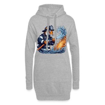 Feuerwehr Tiger Geschenk - Hoodie-Kleid - Grau meliert - Vorne