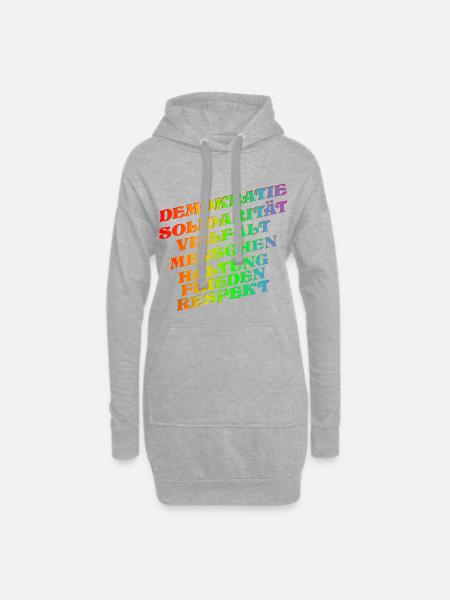 DEMOKRATIE SOLIDARITÄT VIELFALT - Hoodie-Kleid - Grau meliert