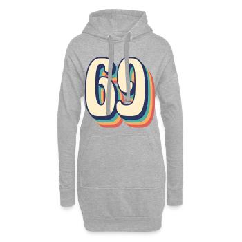 Vintage Retro T-Shirt Nummer 69 Sixty Nine - Hoodie-Kleid - Grau meliert - Vorne