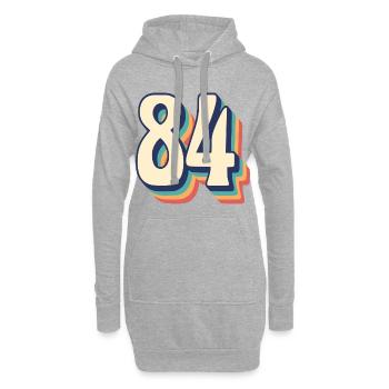 T-Shirt rétro Vintage numéro 84 quatre-vingt-quatre - Sweat-shirt à capuche long Femme - gris chiné - Devant