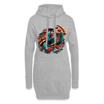 Turtle Pizza Tomato Design - Sweat-shirt à capuche long Femme - gris chiné - Devant