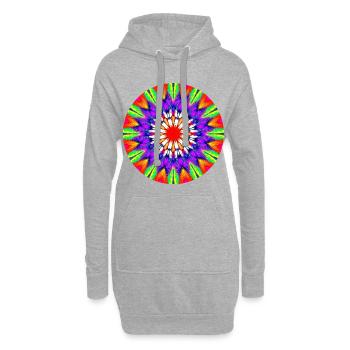 Kaleidoskop Mandala Farbrausch - Hoodie-Kleid - Grau meliert - Vorne