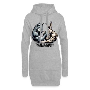 Bras de fer bras de fer loup et lapin cadeau - Sweat-shirt à capuche long Femme - gris chiné - Devant