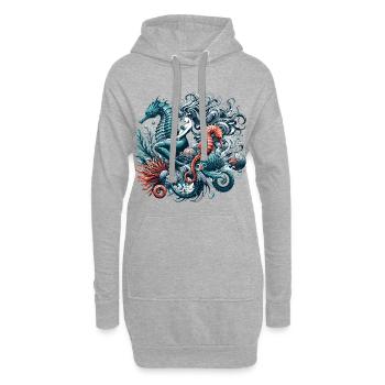 Meerjungfrau Nixe Seepferdchen Geschenk - Hoodie-Kleid - Grau meliert - Vorne