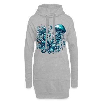 Meerjungfrau Nixe Quallen Qualle Geschenk - Hoodie-Kleid - Grau meliert - Vorne