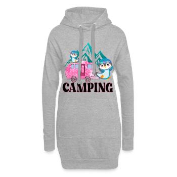 CAMPING CAMPINGSPLATZ PINGUINE - Sweat-shirt à capuche long Femme - gris chiné - Devant
