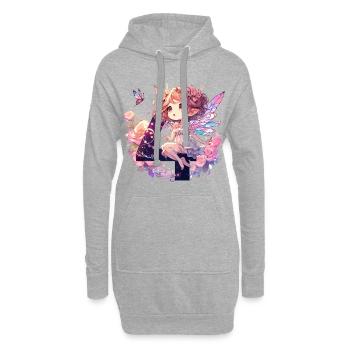 4 Jahre Fee Elfe Geburtstag Geschenk - Hoodie-Kleid - Grau meliert - Vorne