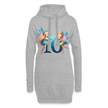 10 Jahre Fee Elfe Geburtstag Geschenk - Hoodie-Kleid - Grau meliert - Vorne