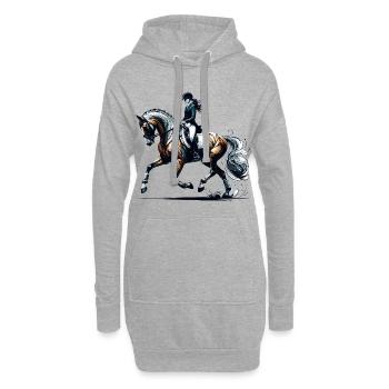 Cadeau de cheval d’équitation de dressage - Sweat-shirt à capuche long Femme - gris chiné - Devant