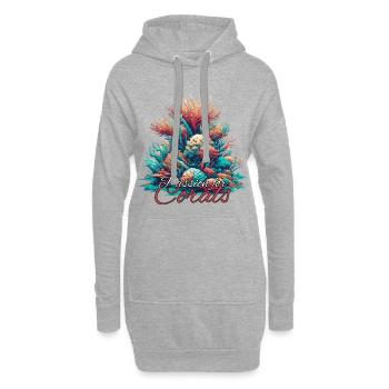 Passion pour le cadeau corail - Sweat-shirt à capuche long Femme - gris chiné - Devant