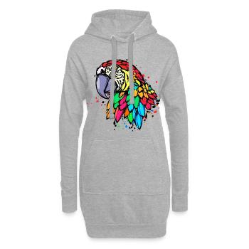 Vogel Papagei Zoo Tier Tierliebhaber Haustier - Hoodie-Kleid - Grau meliert - Vorne