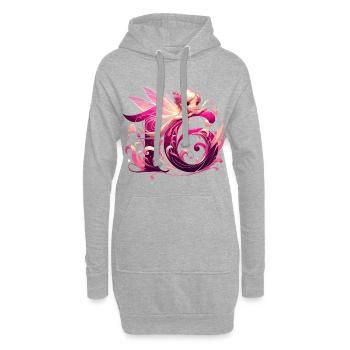 16 ans fée elfe mignon rose cadeau d’anniversaire - Sweat-shirt à capuche long Femme - gris chiné - Devant