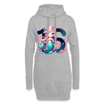 16 ans sirène doux cadeau d’anniversaire - Sweat-shirt à capuche long Femme - gris chiné - Devant