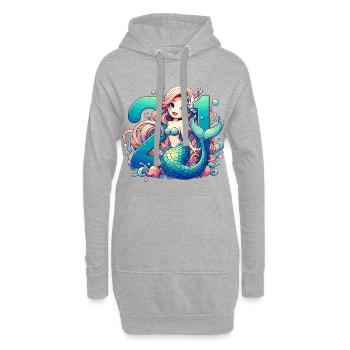 21 ans sirène doux cadeau d’anniversaire - Sweat-shirt à capuche long Femme - gris chiné - Devant