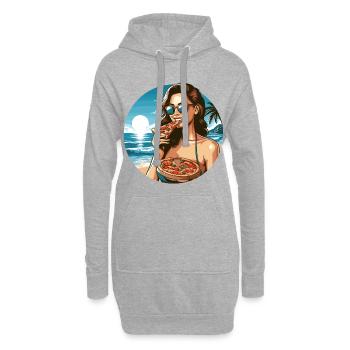 Pizza schöne Frau Strand Sonnenbrille Geschenk - Hoodie-Kleid - Grau meliert - Vorne
