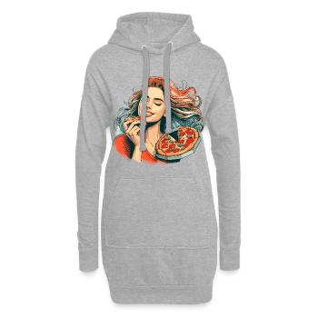 Pizza schöne Frau Blondine Geschenk - Hoodie-Kleid - Grau meliert - Vorne
