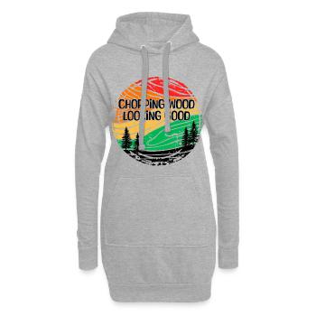 Bûcheron arbre foresterie déclaration bois boiseries - Sweat-shirt à capuche long Femme - gris chiné - Devant