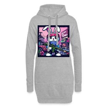 bunny hase gta gamer gun cute rabbit lol - Hoodie-Kleid - Grau meliert - Vorne
